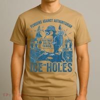 Funny Penguins Against Authoritarian Ice Holes Sarcastic T-Shirt thumb 3