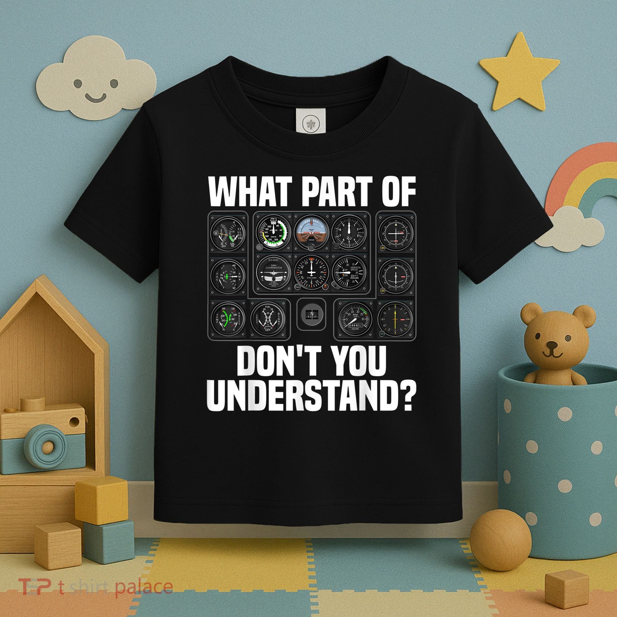 Funny Pilot Art Men Women Aviation Airline Pilot Instruments Toddler T-Shirt