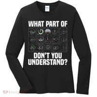 Funny Pilot Art Men Women Aviation Airline Pilot Instruments Women's Long Sleeve Shirt thumb 0