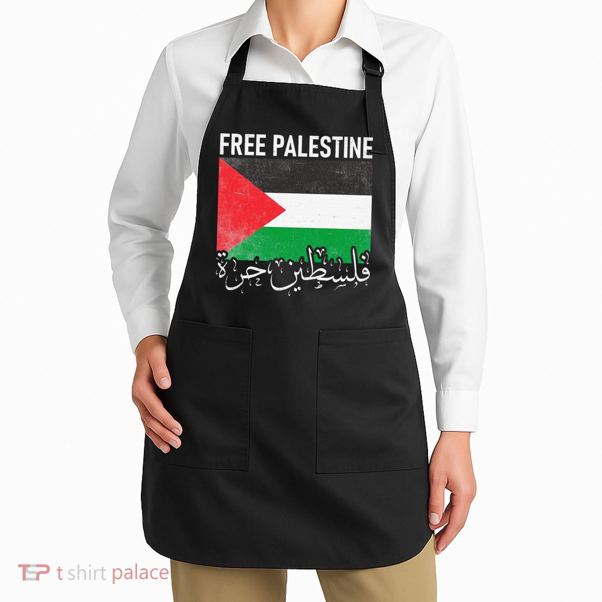 Free Palestine Arabic Palestine Gaza Jerusalem Support Apron