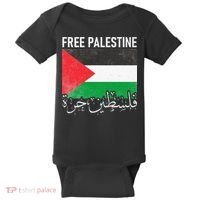 Free Palestine Arabic Palestine Gaza Jerusalem Support Baby Bodysuit thumb 0