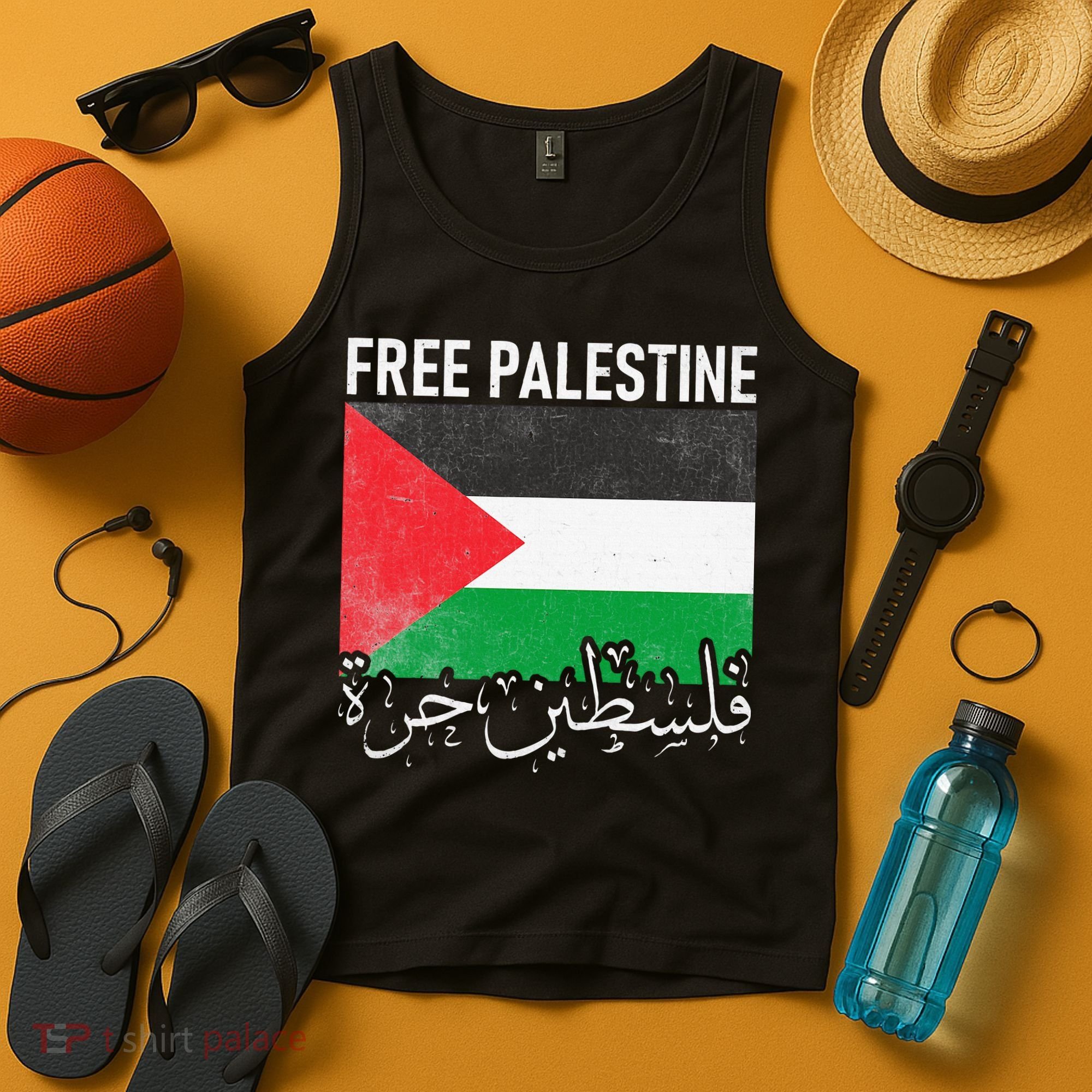 Free Palestine Arabic Palestine Gaza Jerusalem Support Tank Top
