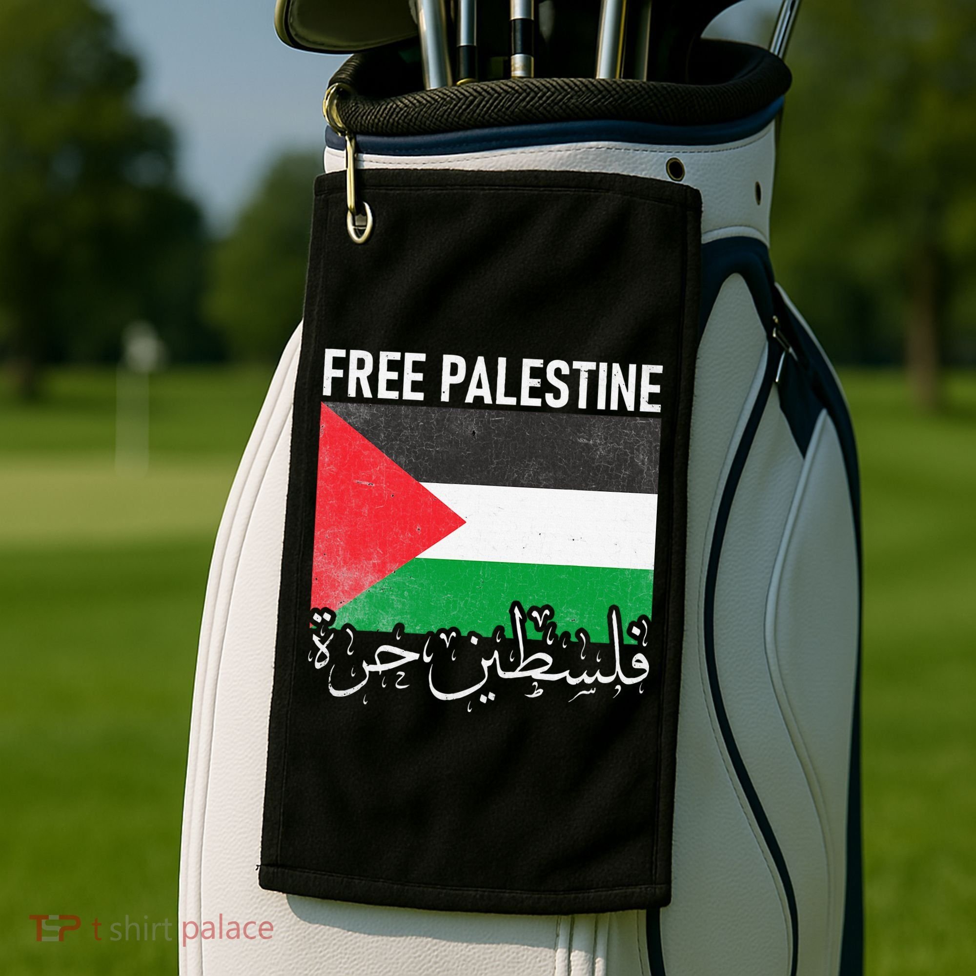 Free Palestine Arabic Palestine Gaza Jerusalem Support Golf Towel