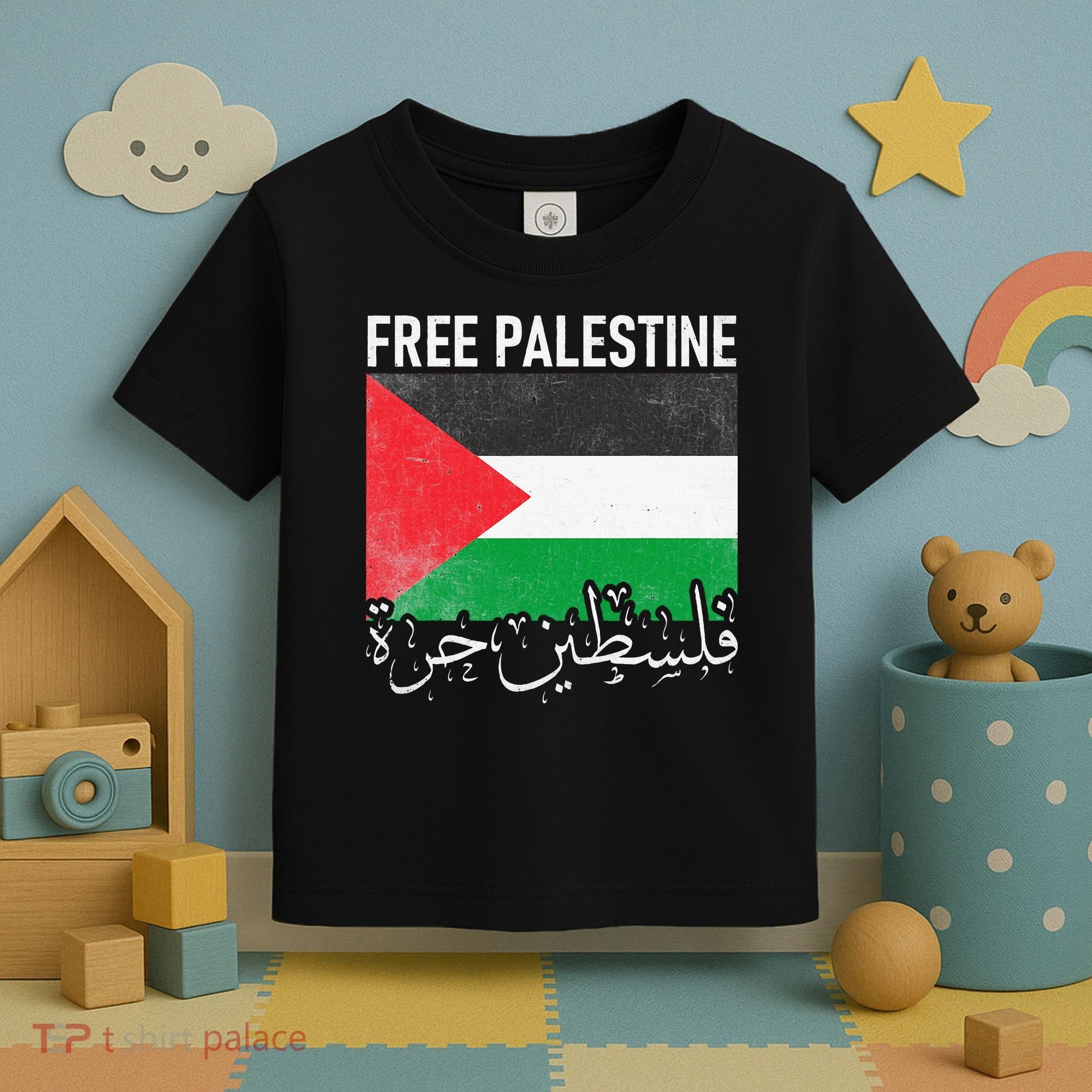Free Palestine Arabic Palestine Gaza Jerusalem Support Toddler T-Shirt