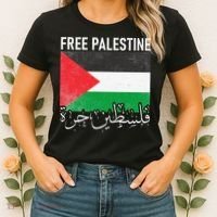 Free Palestine Arabic Palestine Gaza Jerusalem Support Women's T-Shirt thumb 2