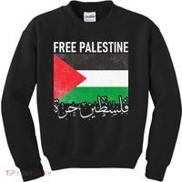 Free Palestine Arabic Palestine Gaza Jerusalem Support Kids Sweatshirt thumb 0