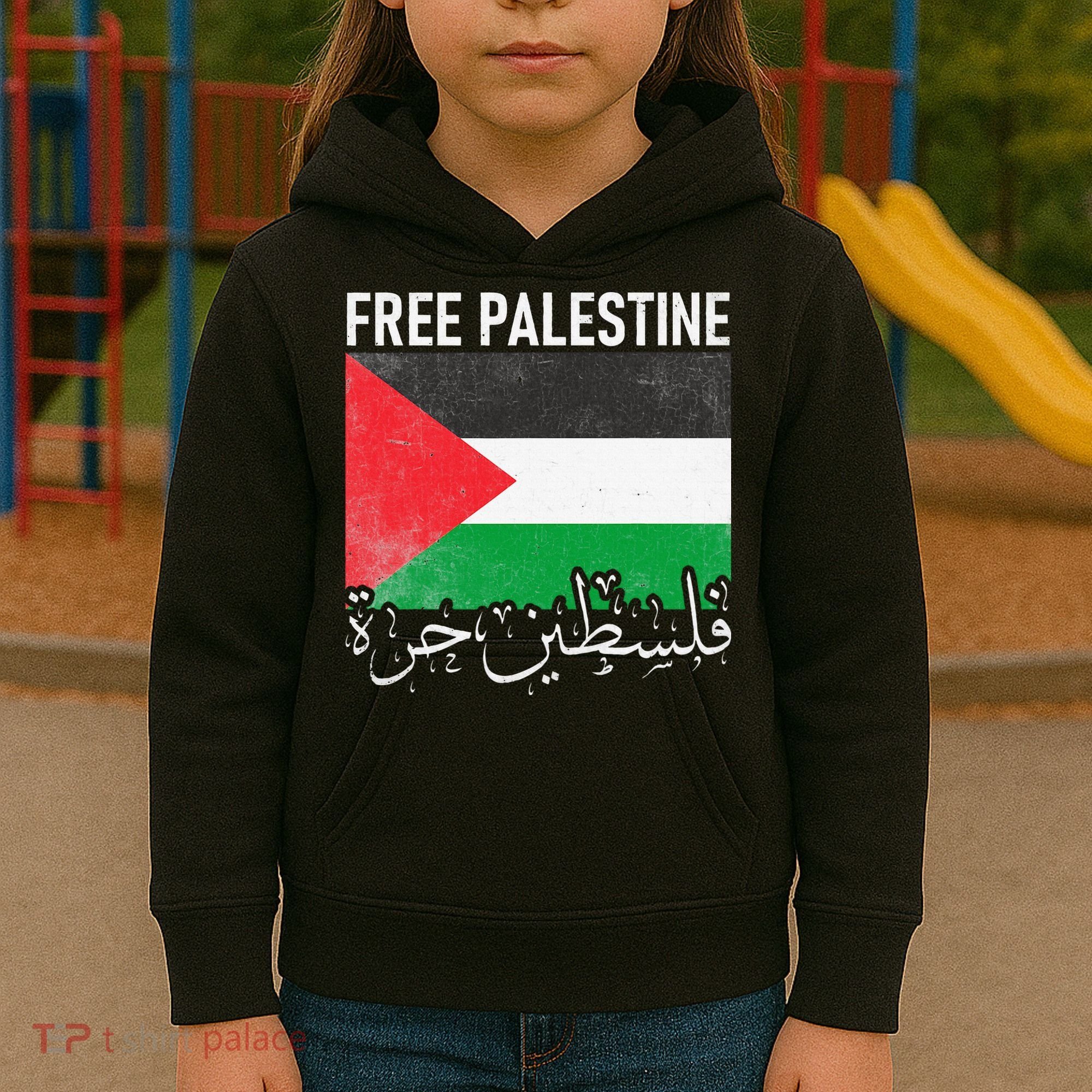 Free Palestine Arabic Palestine Gaza Jerusalem Support Kids Hoodie