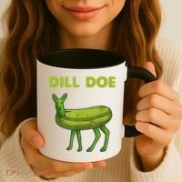 Funny Pickle Art Gift Dill Doe Deer Green Dill Coffee Mug thumb 3