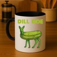Funny Pickle Art Gift Dill Doe Deer Green Dill Coffee Mug thumb 4