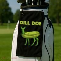 Funny Pickle Art Gift Dill Doe Deer Green Dill Golf Towel thumb 2