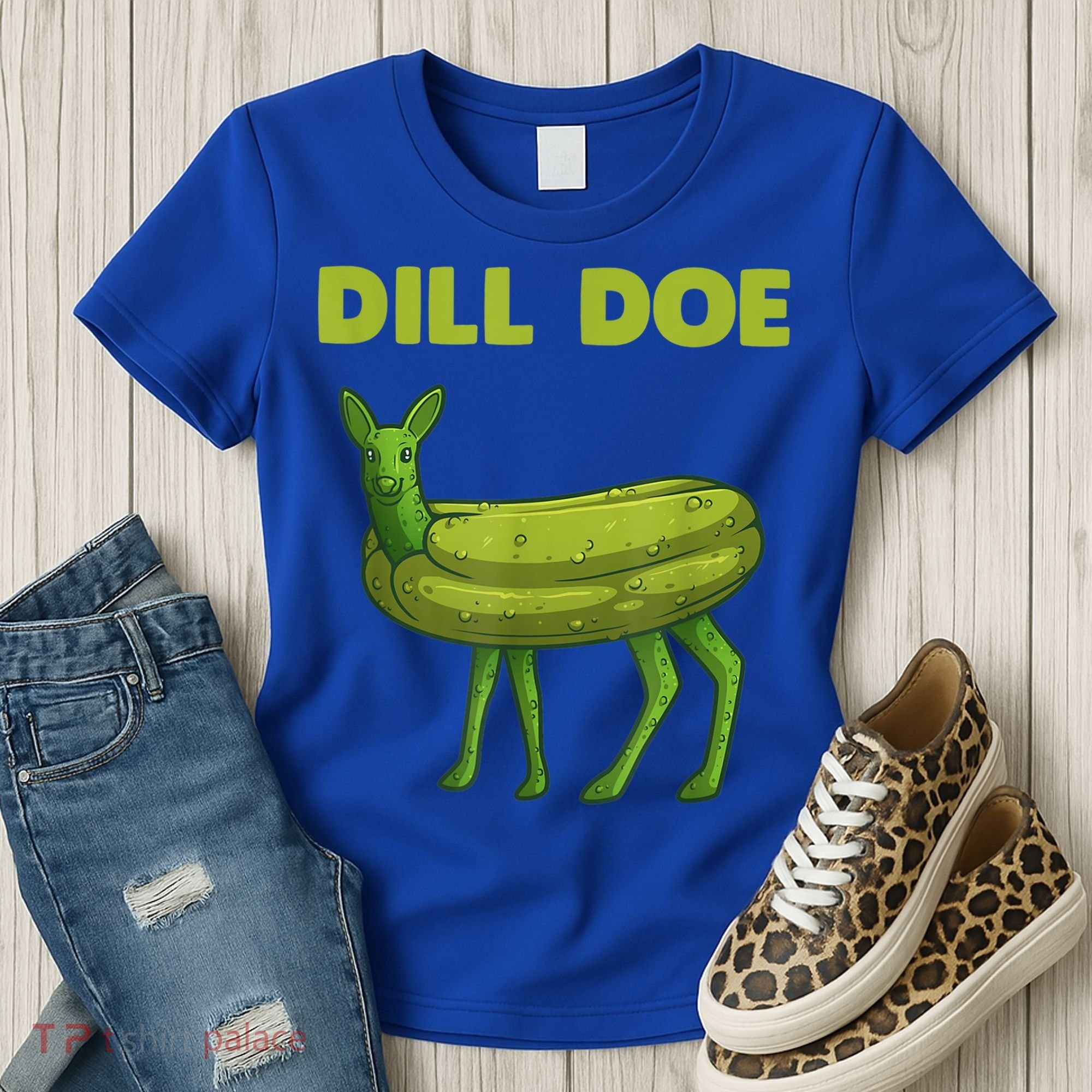 Funny Pickle Art Gift Dill Doe Deer Green Dill Women's T-Shirt