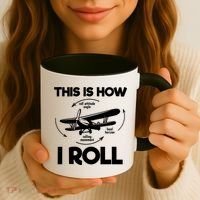 Funny Pilot Airplane Lover Aviation Pilot How I Roll Coffee Mug thumb 3