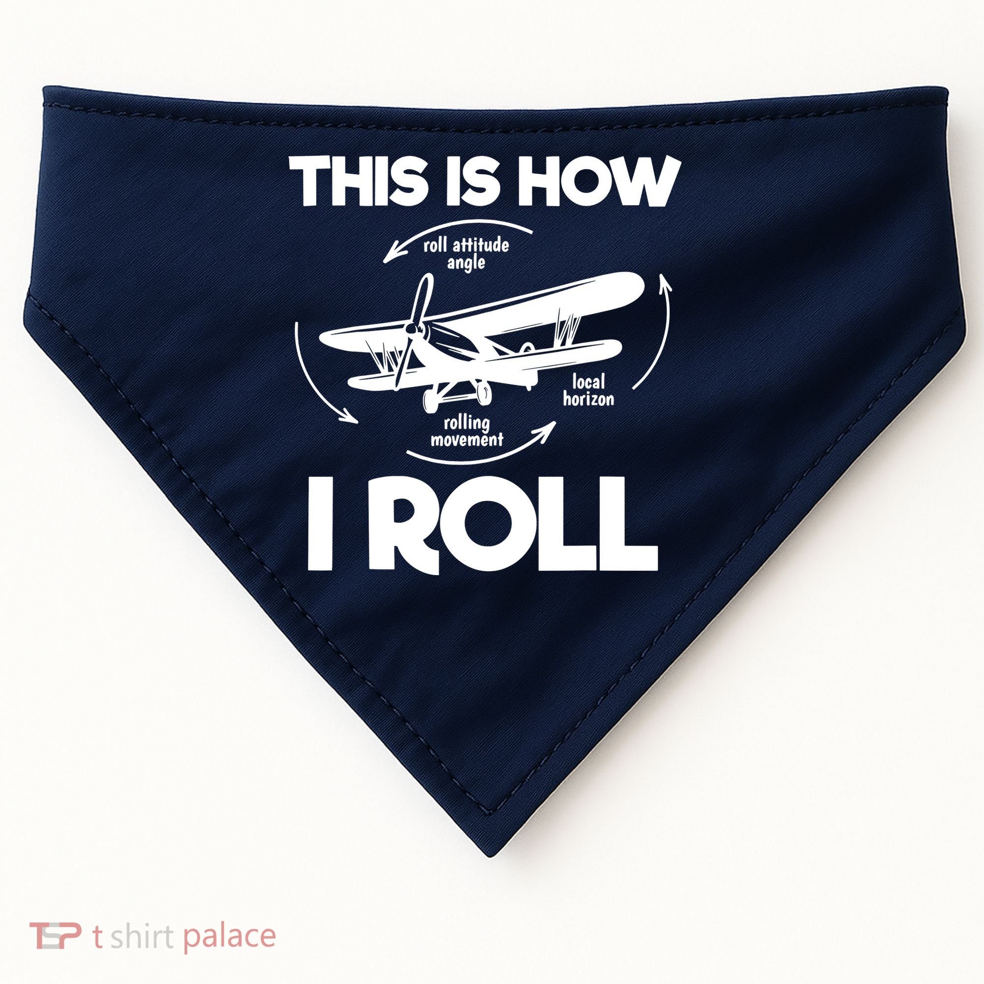 Funny Pilot Airplane Lover Aviation Pilot How I Roll USA-Made Doggie Bandana
