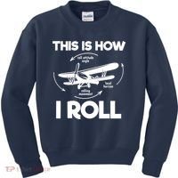 Funny Pilot Airplane Lover Aviation Pilot How I Roll Kids Sweatshirt thumb 0