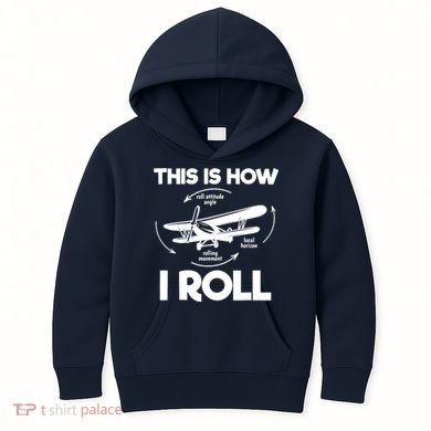Funny Pilot Airplane Lover Aviation Pilot How I Roll Kids Hoodie