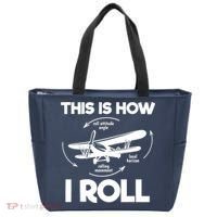 Funny Pilot Airplane Lover Aviation Pilot How I Roll Tote Bag thumb 0