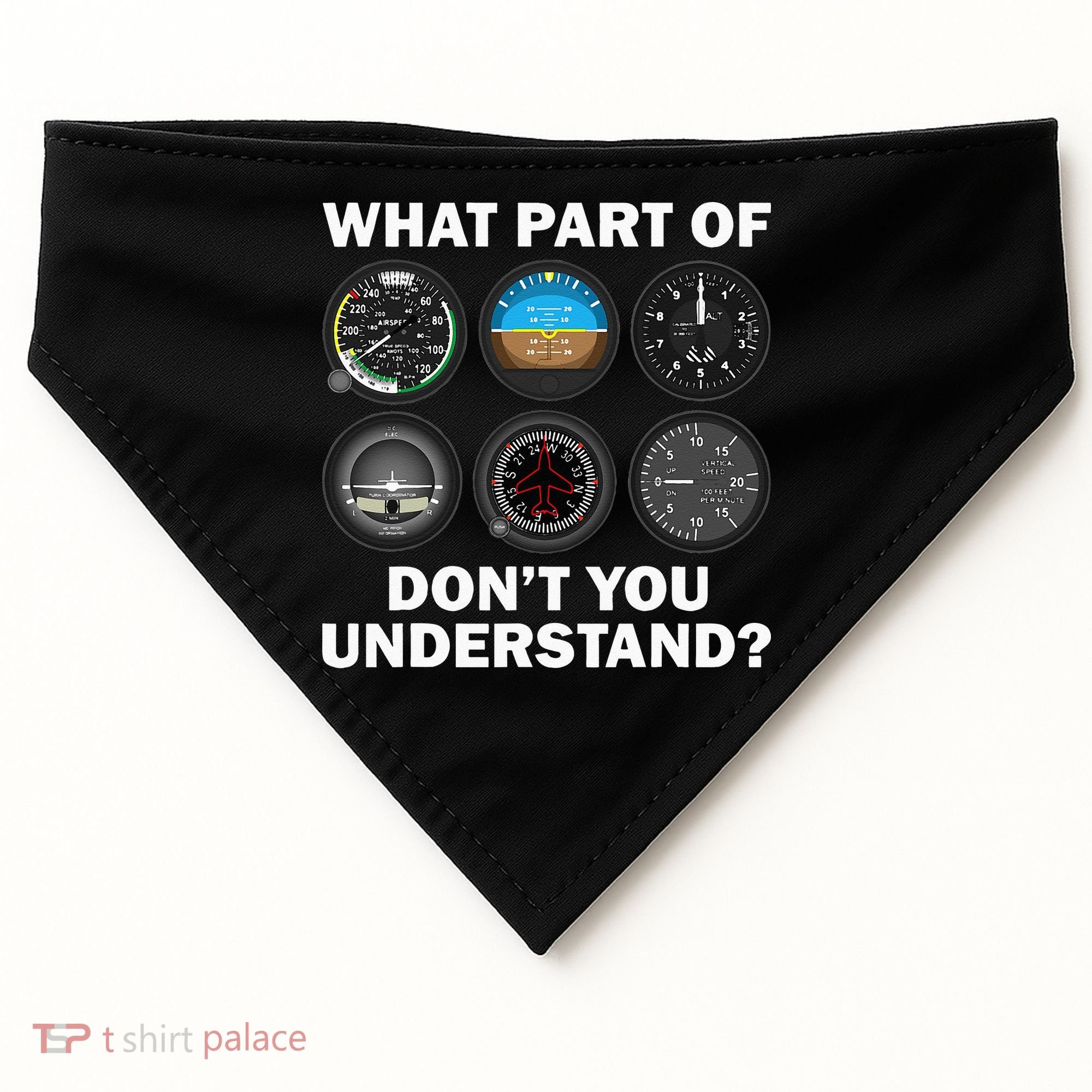 Funny Pilot Art Men Women Aviation Airline Pilot Instruments USA-Made Doggie Bandana
