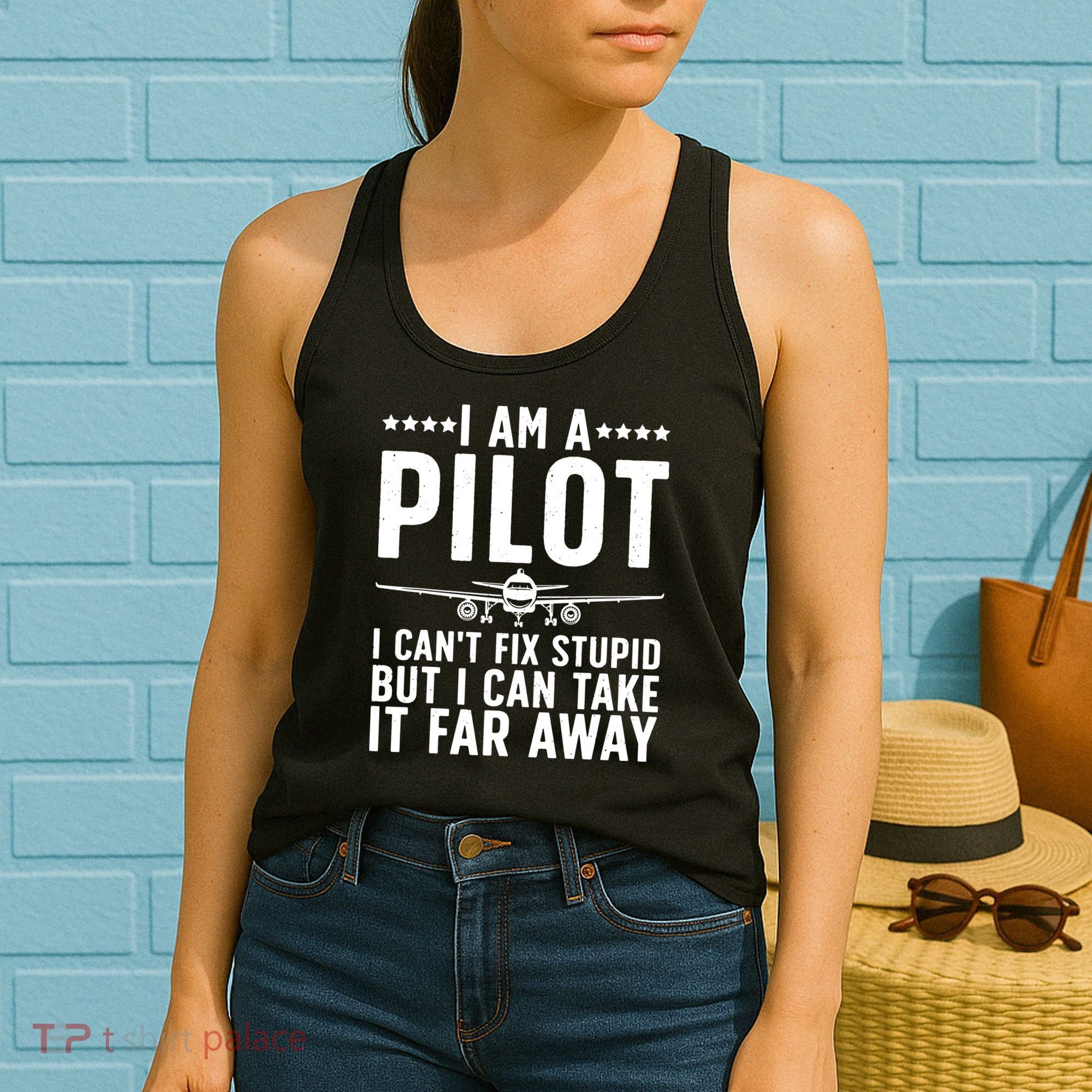 Funny Pilot Art For Men Women Aircraft Themed Airplane Pilot Women's Tank Top