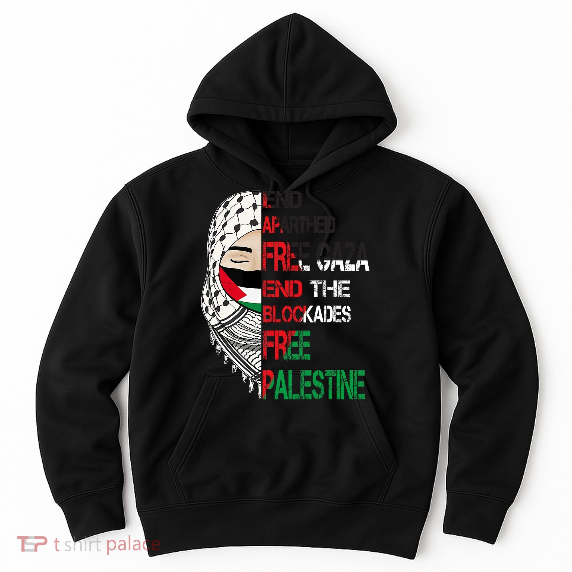 Free Palestine Arabic Palestine Gaza Jerusalem Support Flag Hoodie