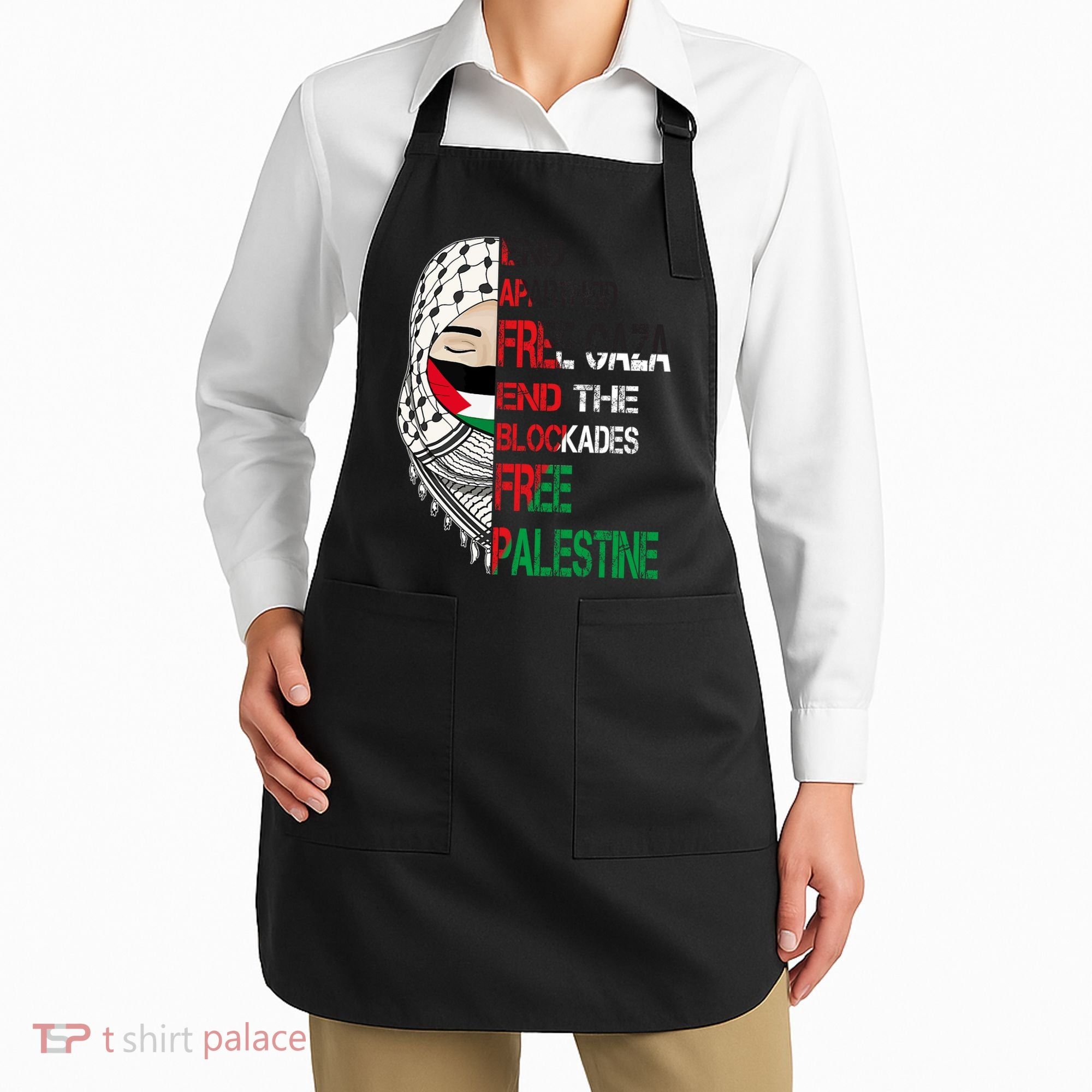 Free Palestine Arabic Palestine Gaza Jerusalem Support Flag Apron