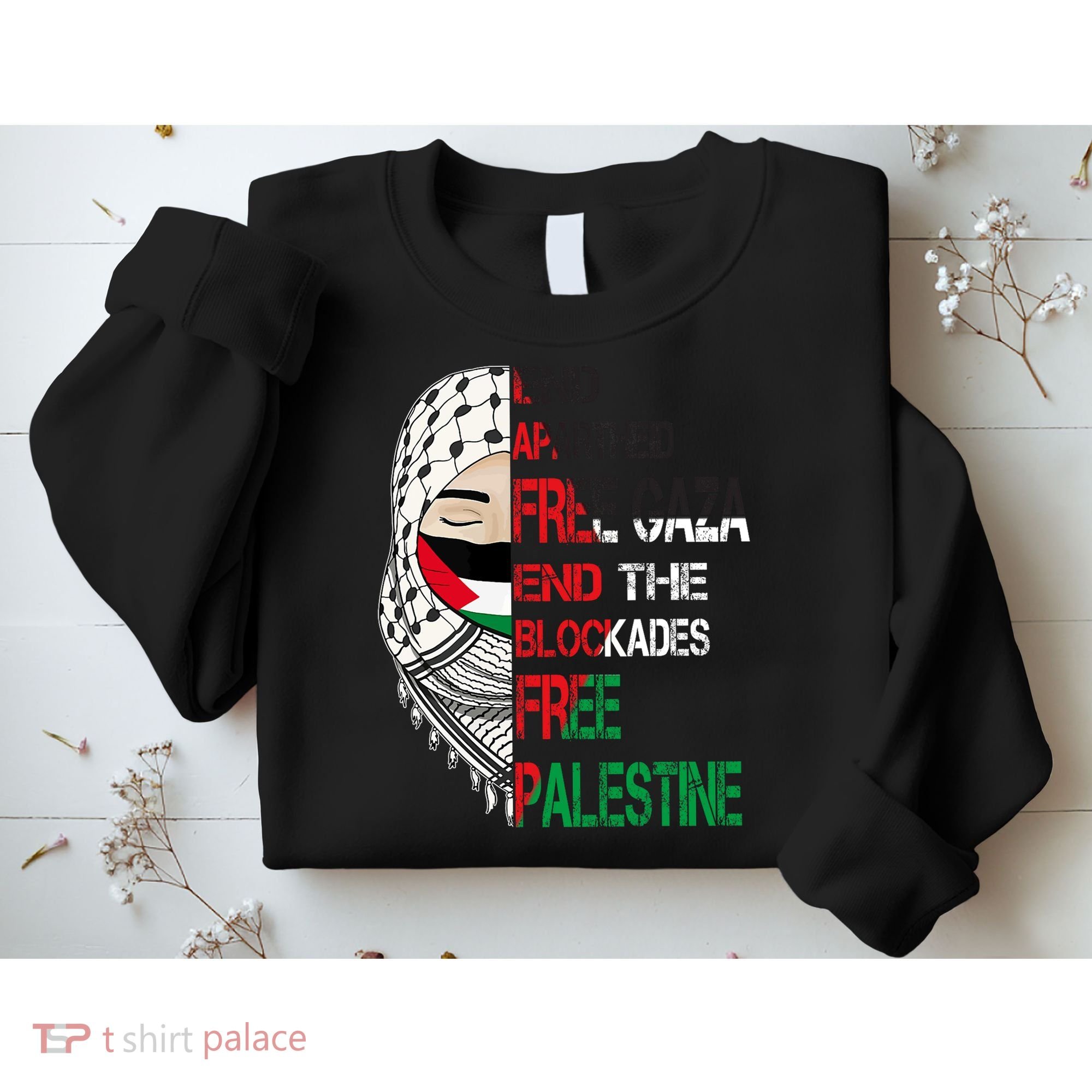 Free Palestine Arabic Palestine Gaza Jerusalem Support Flag Sweatshirt