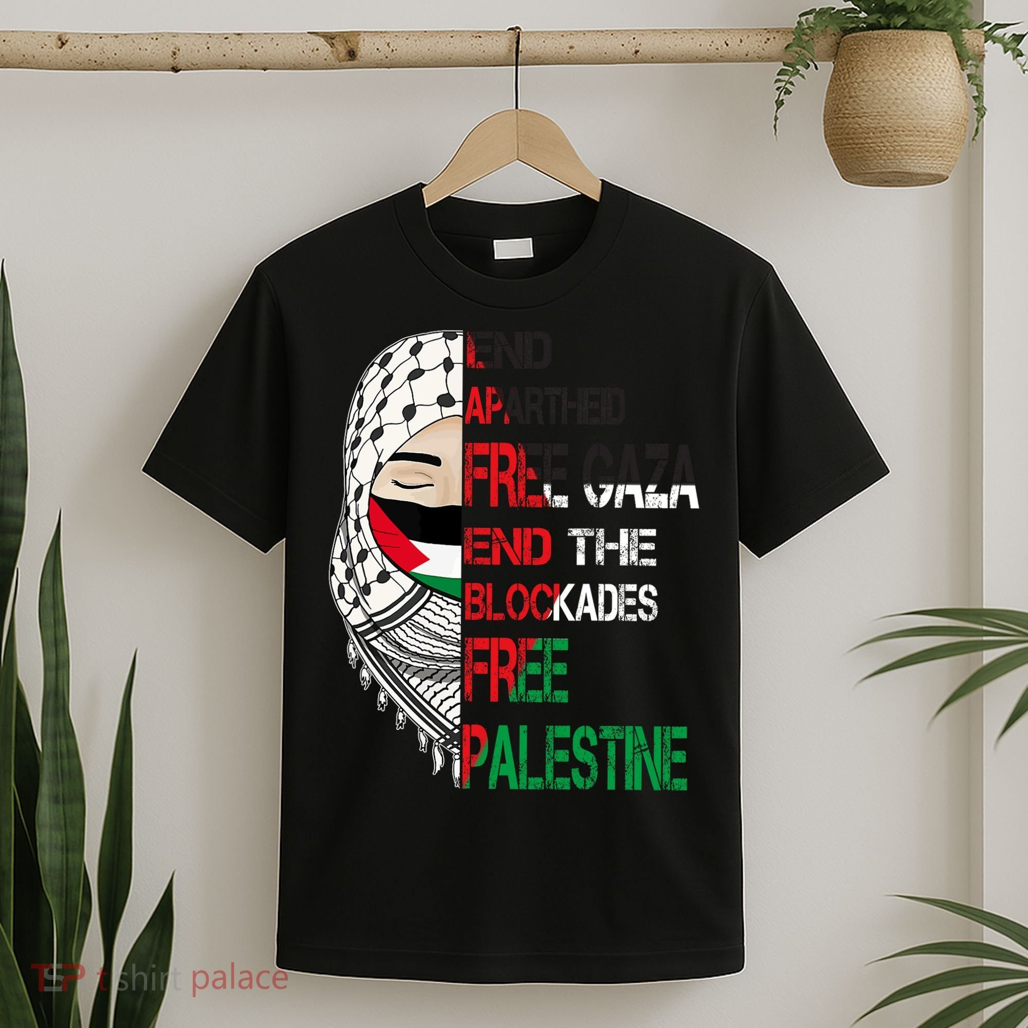 Free Palestine Arabic Palestine Gaza Jerusalem Support Flag T-Shirt
