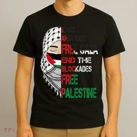 Free Palestine Arabic Palestine Gaza Jerusalem Support Flag T-Shirt thumb 3
