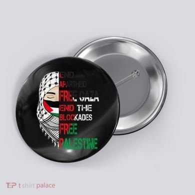 Free Palestine Arabic Palestine Gaza Jerusalem Support Flag Button