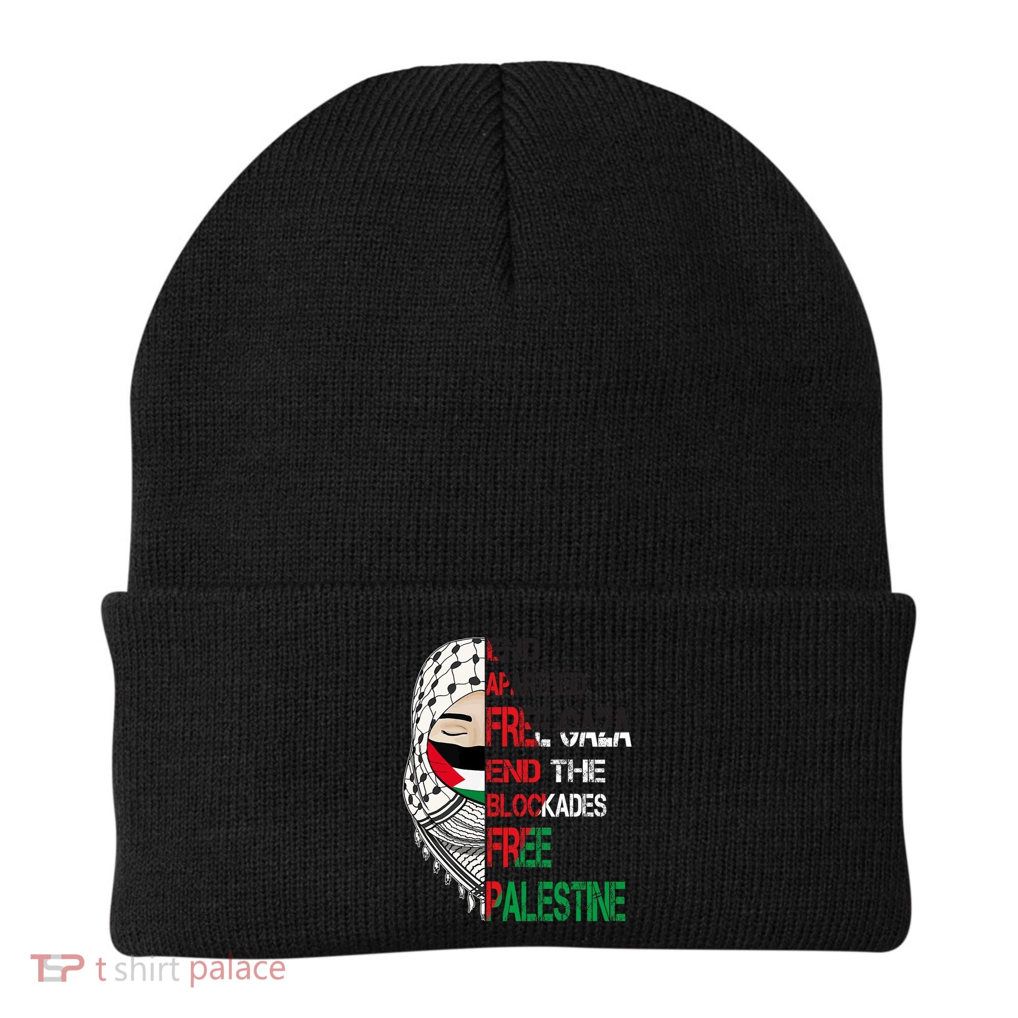 Free Palestine Arabic Palestine Gaza Jerusalem Support Flag Beanie