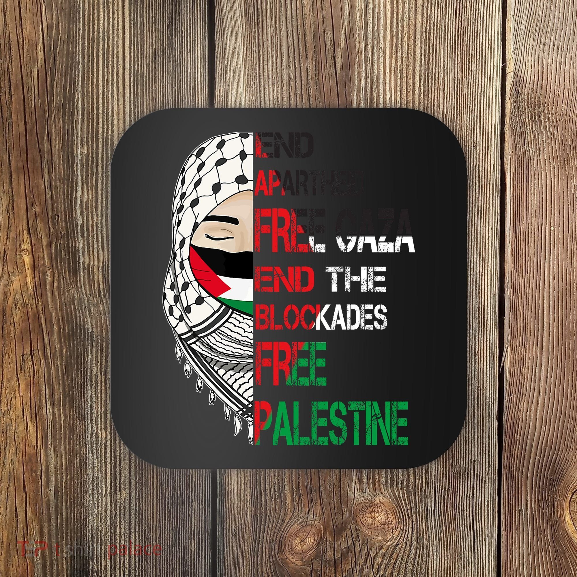 Free Palestine Arabic Palestine Gaza Jerusalem Support Flag Coaster