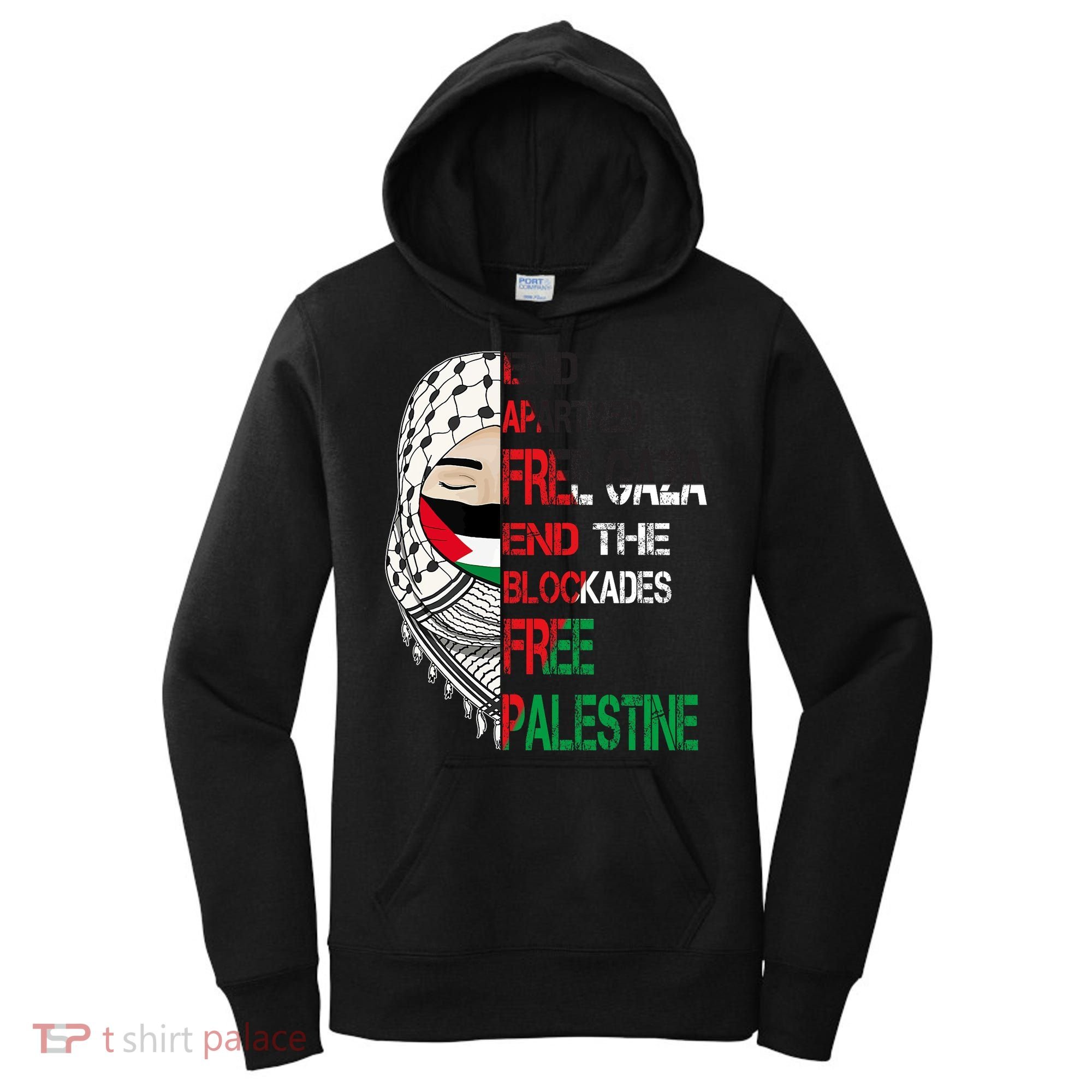 Free Palestine Arabic Palestine Gaza Jerusalem Support Flag Women's Hoodie