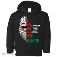 Free Palestine Arabic Palestine Gaza Jerusalem Support Flag Toddler Hoodie thumb 0