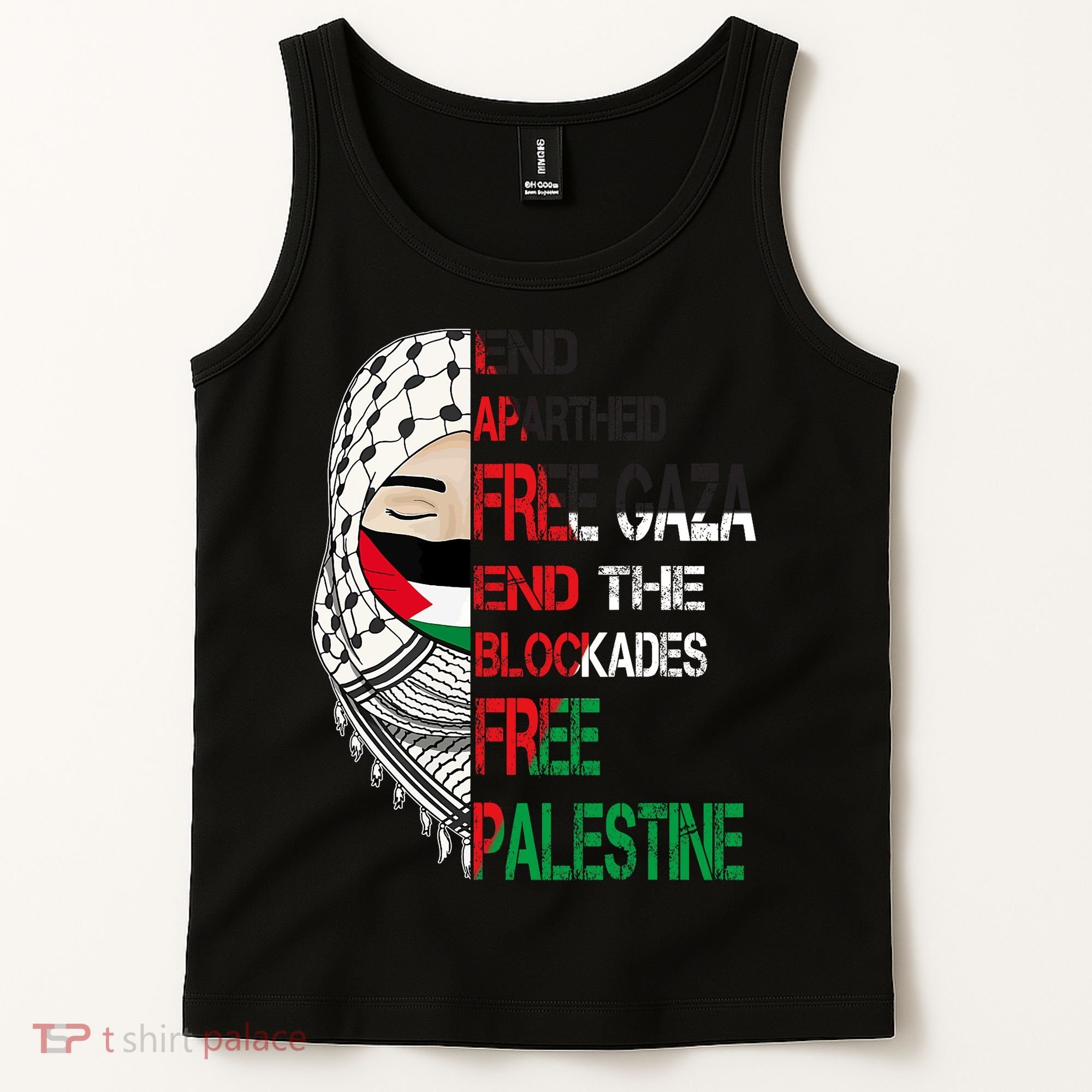 Free Palestine Arabic Palestine Gaza Jerusalem Support Flag Tank Top