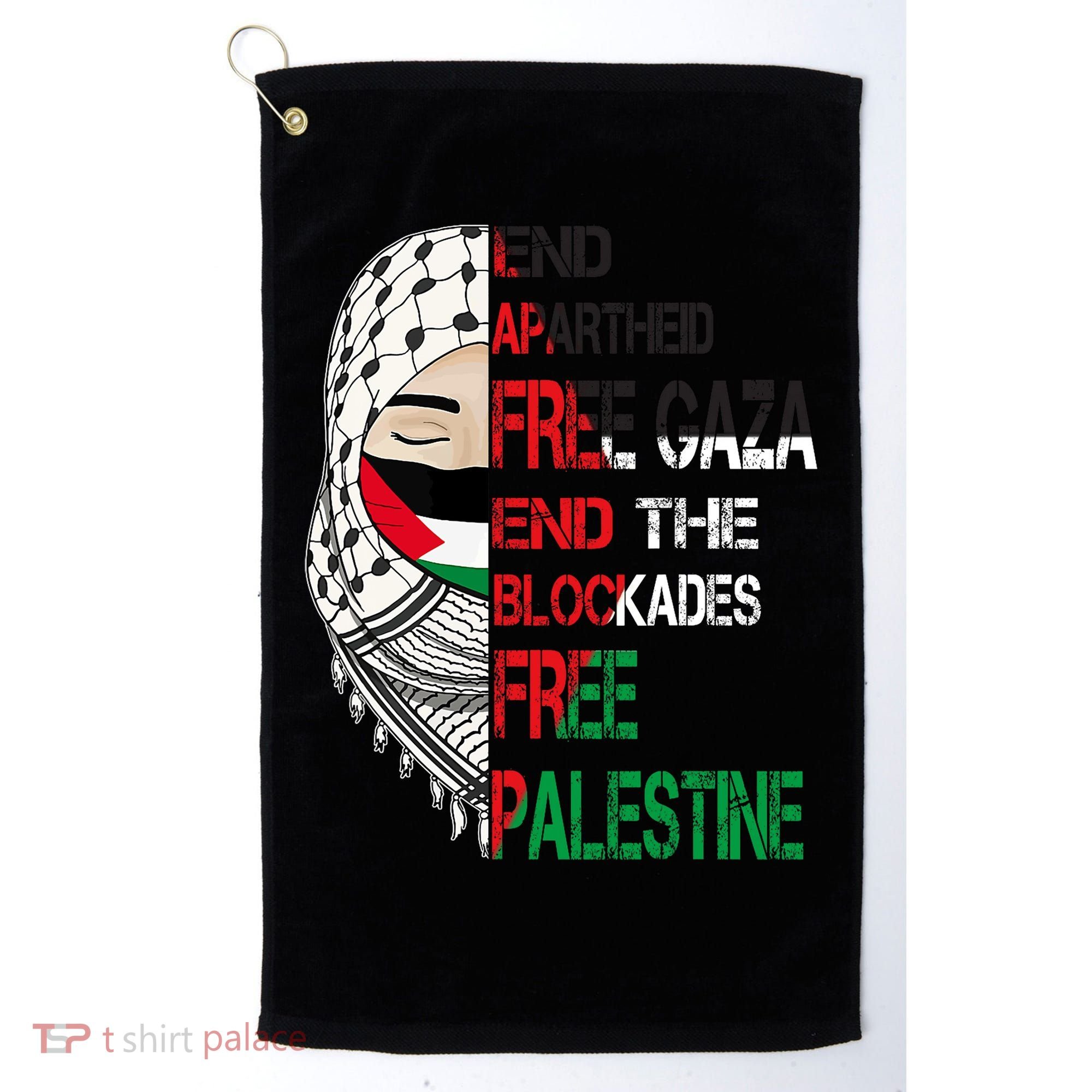 Free Palestine Arabic Palestine Gaza Jerusalem Support Flag Golf Towel