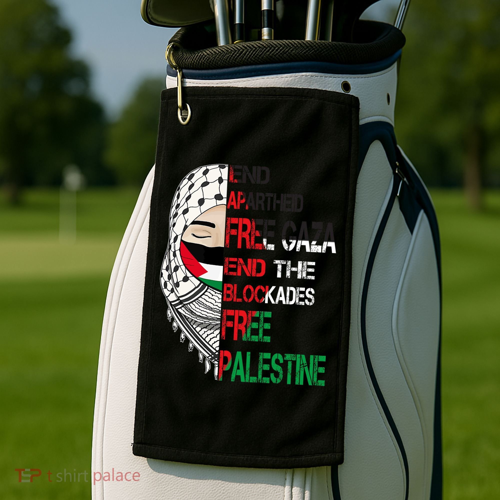 Free Palestine Arabic Palestine Gaza Jerusalem Support Flag Golf Towel