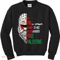 Free Palestine Arabic Palestine Gaza Jerusalem Support Flag Kids Sweatshirt thumb 0