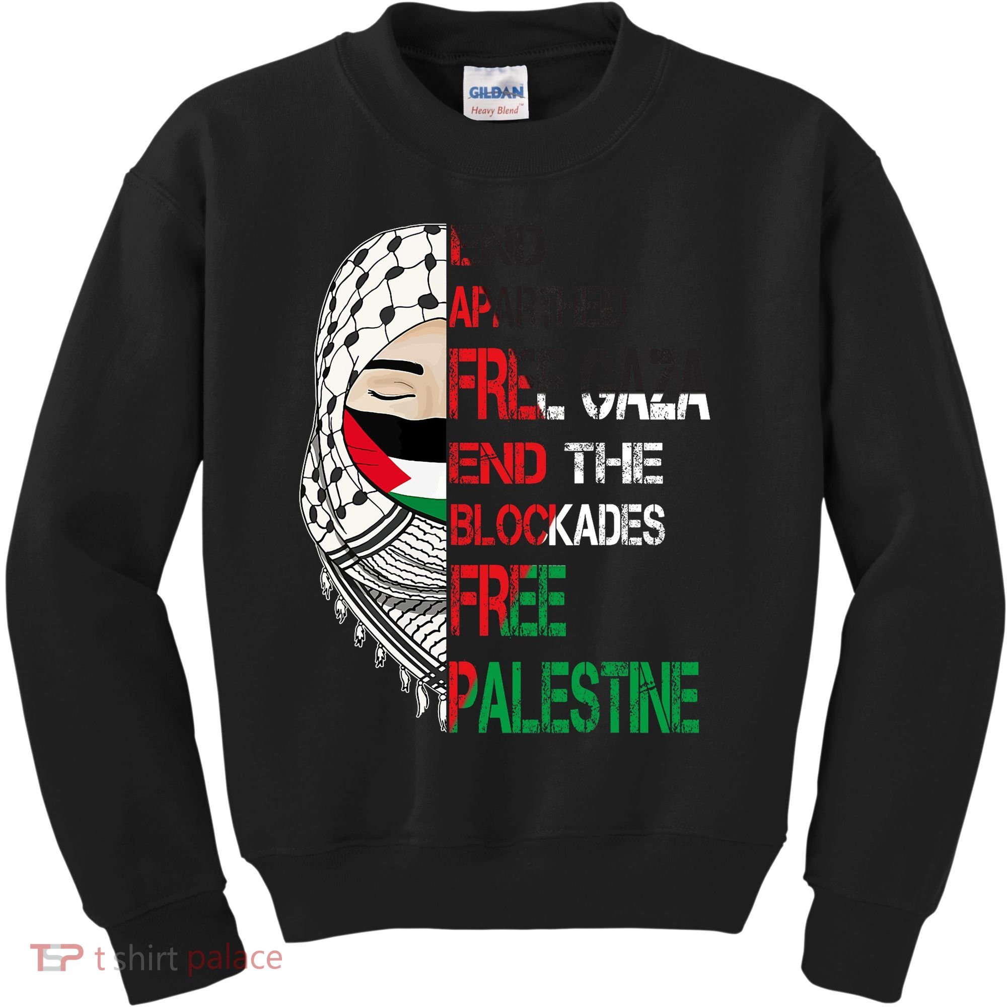 Free Palestine Arabic Palestine Gaza Jerusalem Support Flag Kids Sweatshirt
