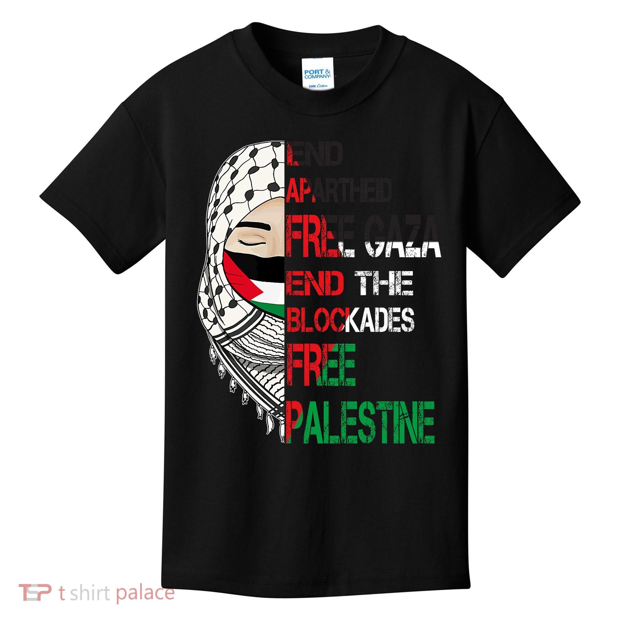 Free Palestine Arabic Palestine Gaza Jerusalem Support Flag Kids T-Shirt
