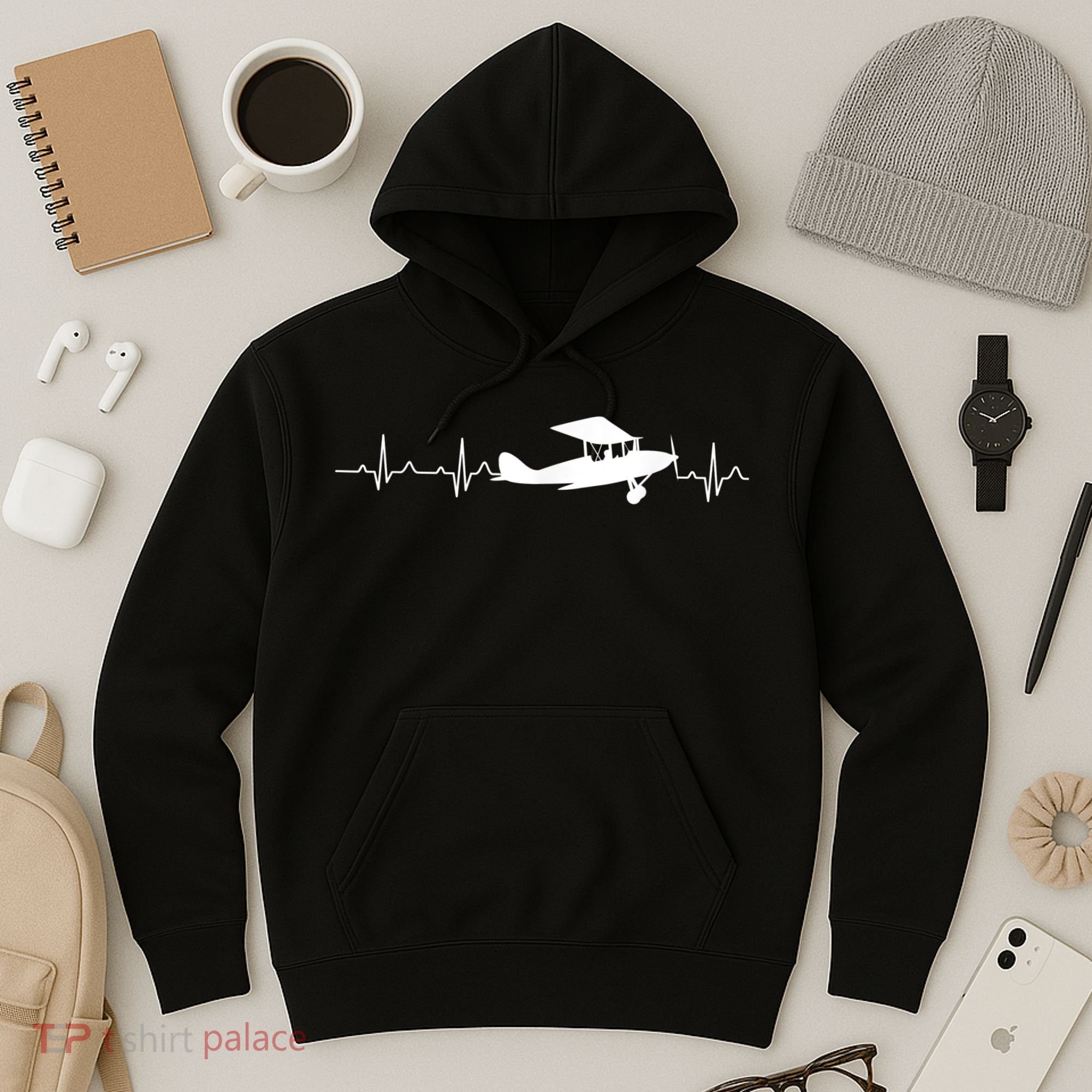 Flying Pilot , Aviation Heartbeat Hoodie