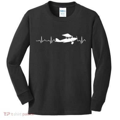 Flying Pilot , Aviation Heartbeat Kids Long Sleeve Shirt
