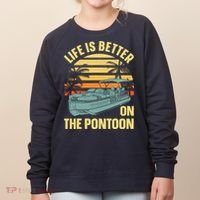 Funny Pontoon Boat Art For Boating Pontoon Captain Women's Sweatshirt thumb 0
