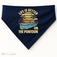 Funny Pontoon Boat Art For Boating Pontoon Captain USA-Made Doggie Bandana thumb 0
