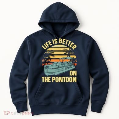 Funny Pontoon Boat Art For Boating Pontoon Captain Hoodie