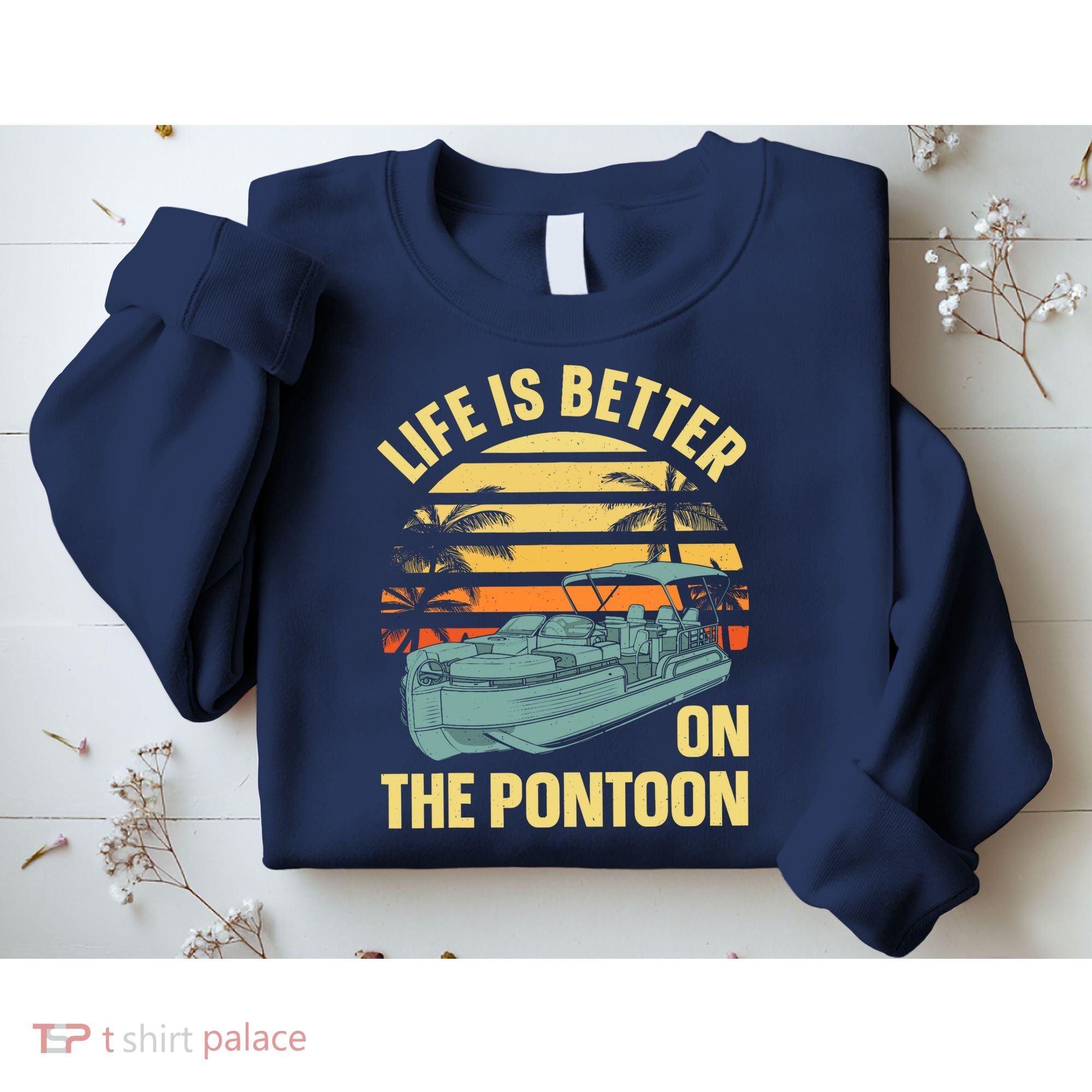 Funny Pontoon Boat Art For Boating Pontoon Captain Sweatshirt