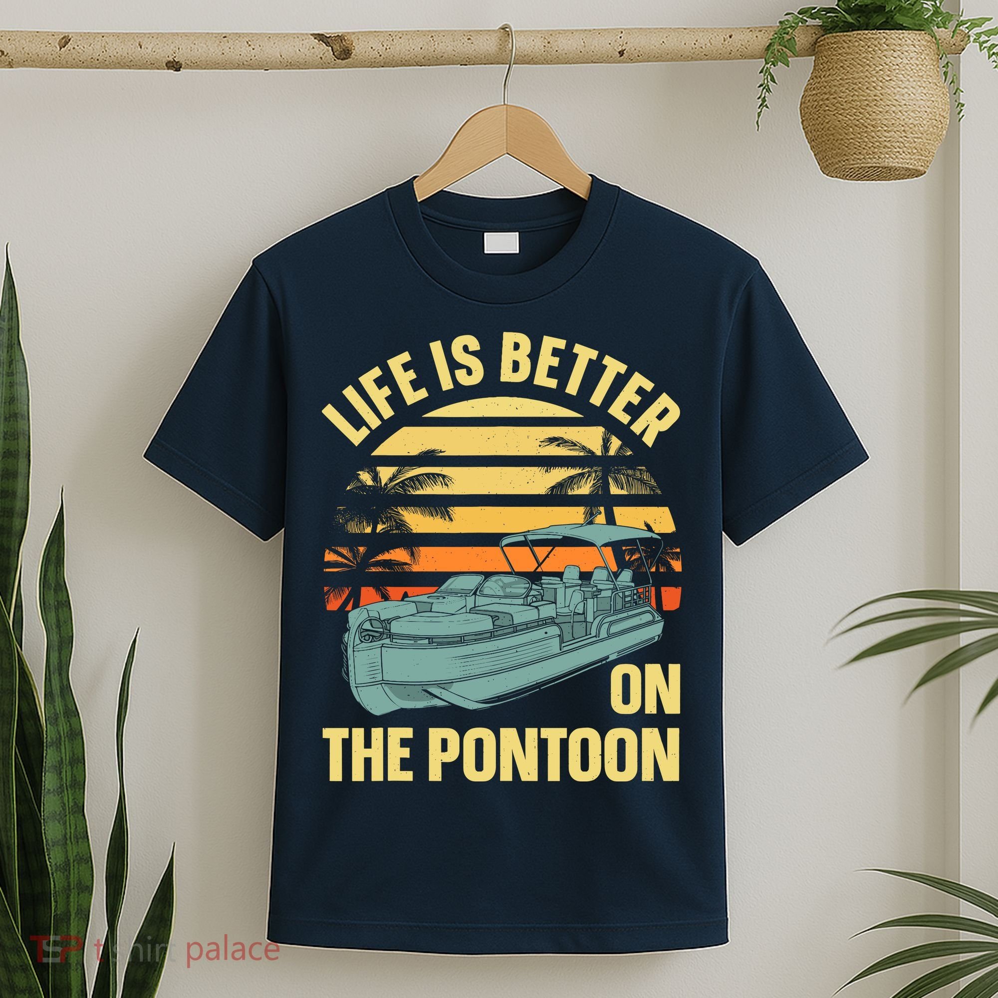 Funny Pontoon Boat Art For Boating Pontoon Captain T-Shirt