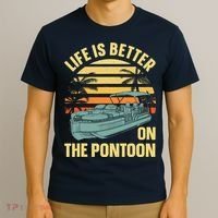 Funny Pontoon Boat Art For Boating Pontoon Captain T-Shirt thumb 3