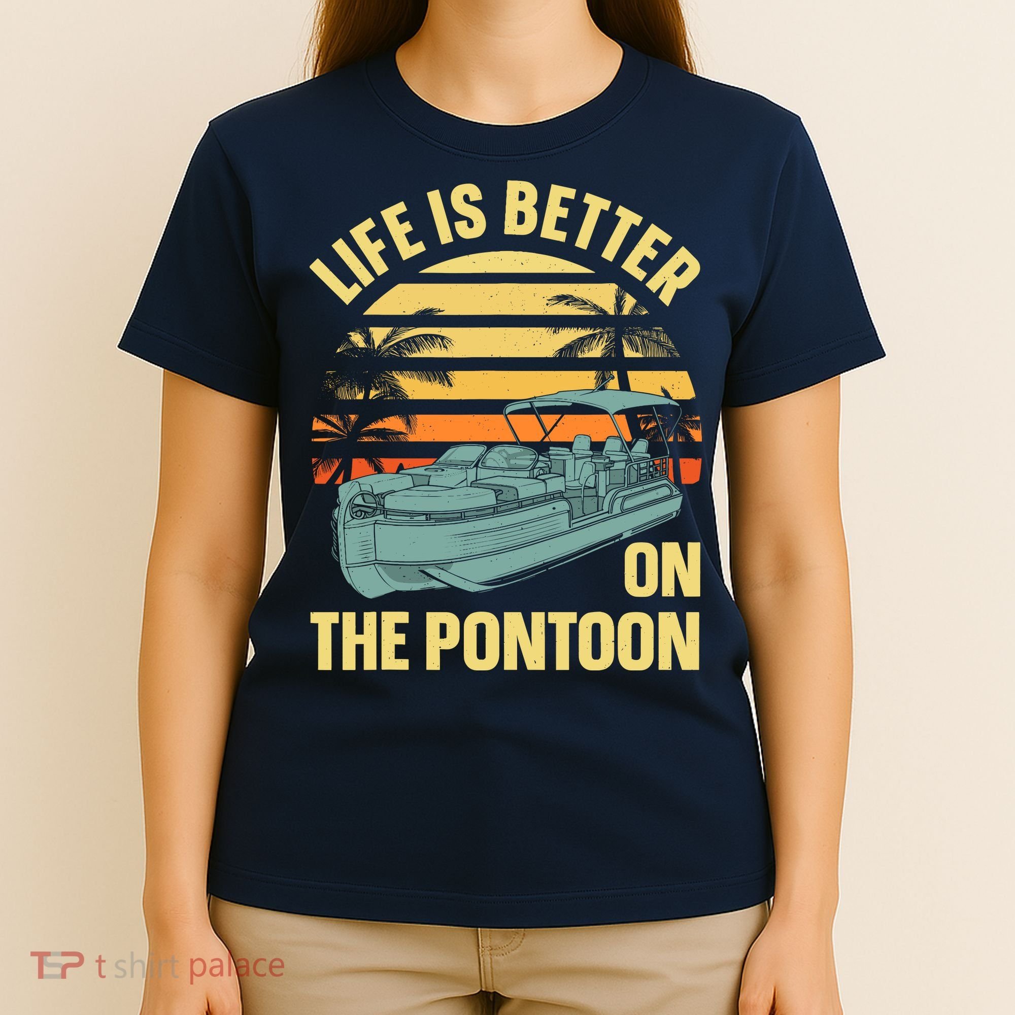 Funny Pontoon Boat Art For Boating Pontoon Captain T-Shirt