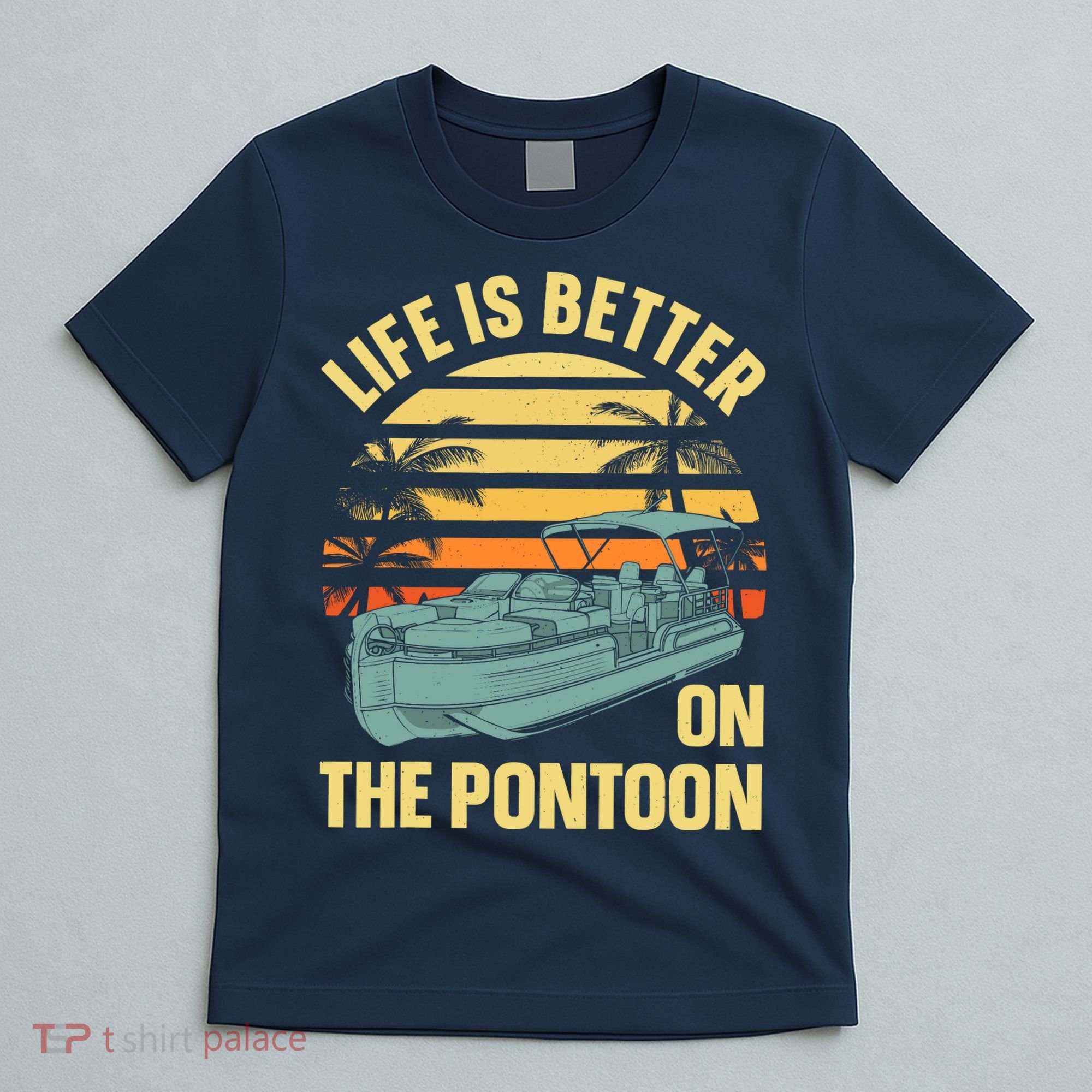 Funny Pontoon Boat Art For Boating Pontoon Captain T-Shirt