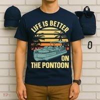 Funny Pontoon Boat Art For Boating Pontoon Captain T-Shirt thumb 6