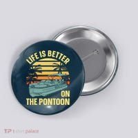 Funny Pontoon Boat Art For Boating Pontoon Captain Button thumb 0